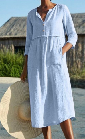 Sigrid - Mittelärmeliges Kleid aus Baumwolle und