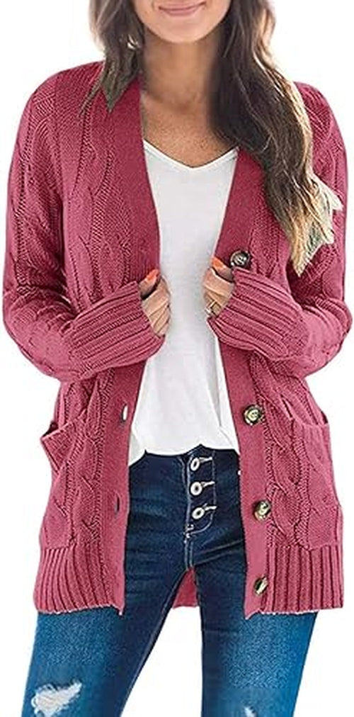 Elegante warme Wollstrickjacke für jeden Tag
