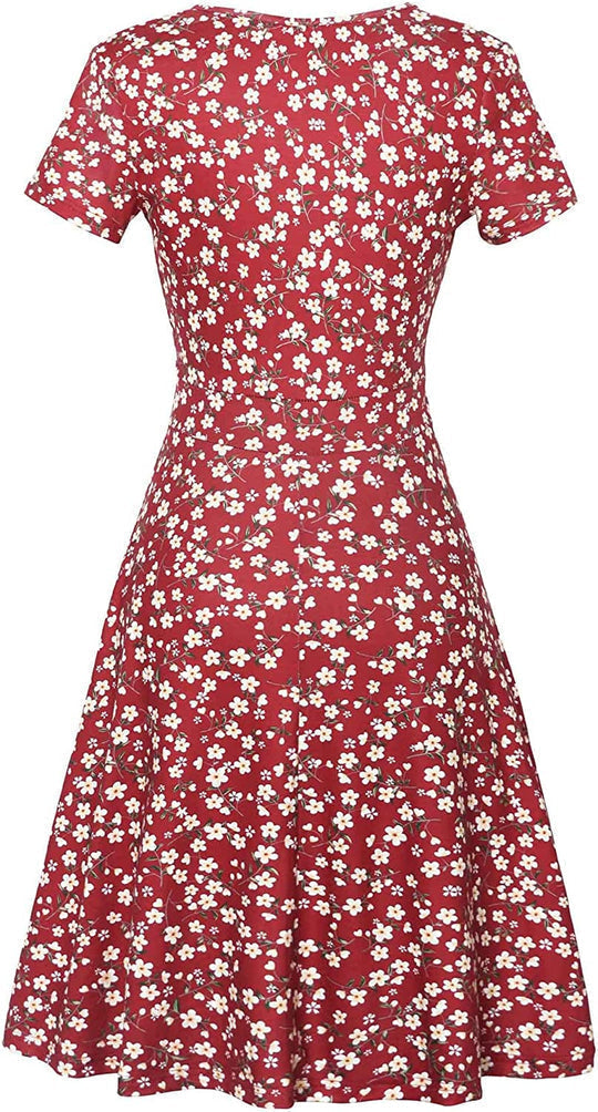 Minikleid für Damen | Rot | Kurze Ärmel | Raffiniertes Design
