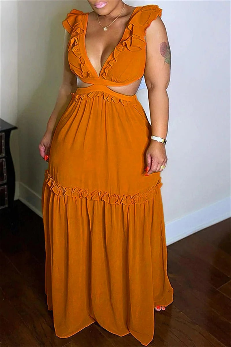 Elegantes Rackenfreies Spitzen-Maxikleid für besondere Anlässe