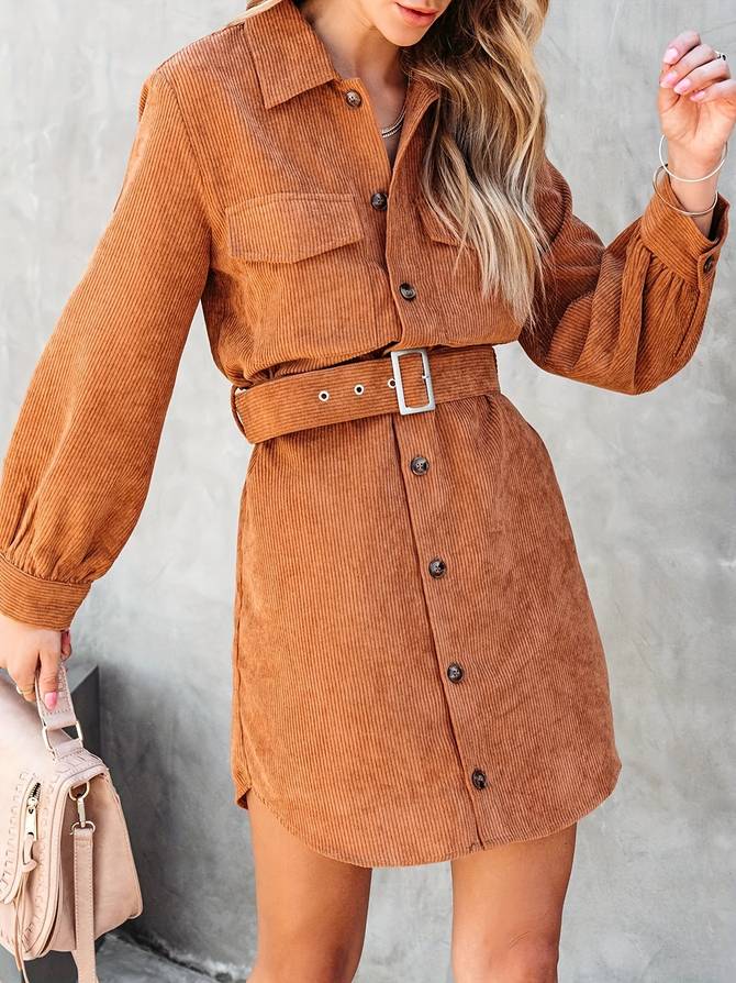 Elegantes Heidi -Corduroy Mini Kleid für Damen