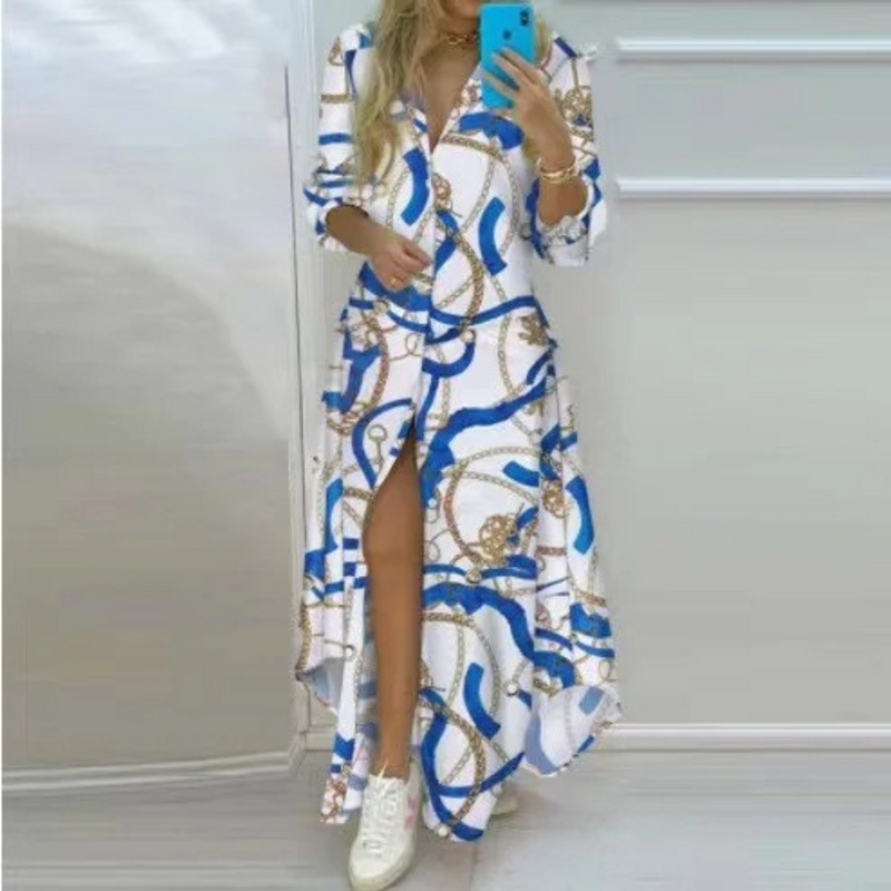 Leichtes - schmales, bequemes Hemdblusenkleid mit Papierdruck für dich