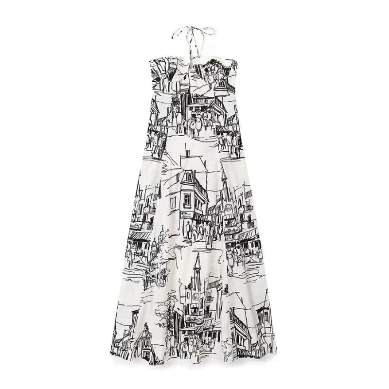 Elegantes Maxikleid mit schönem Stadtdruck
