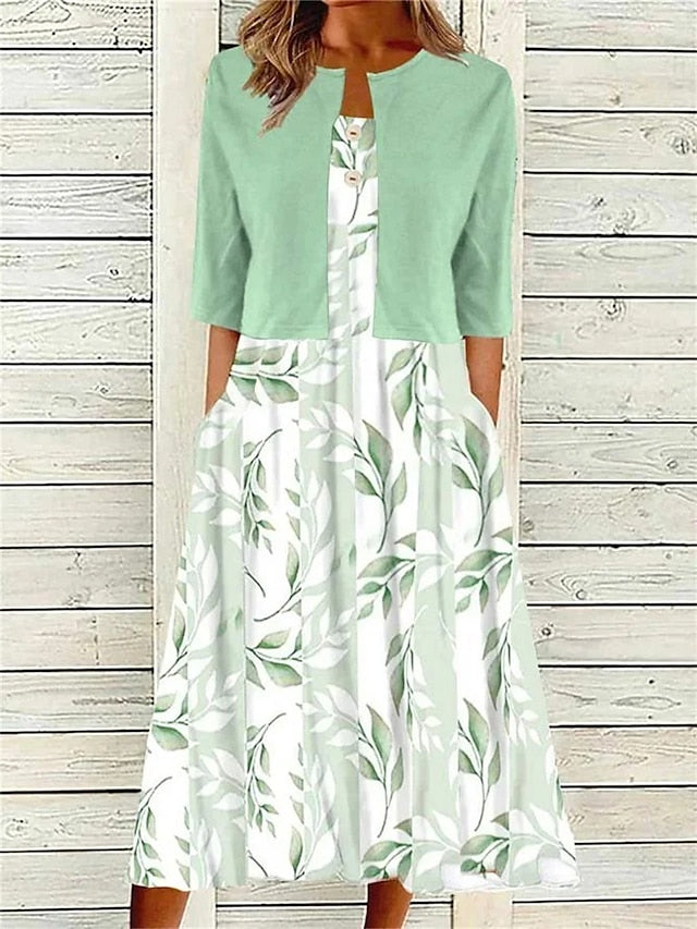 Hildegard - Grünes Midikleid mit Seitentaschen