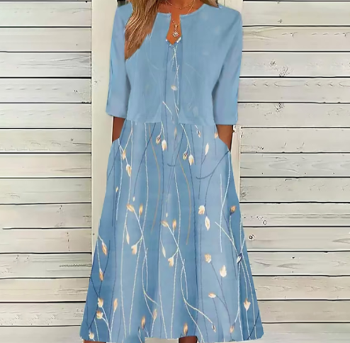 Hildegard - Grünes Midikleid mit Seitentaschen