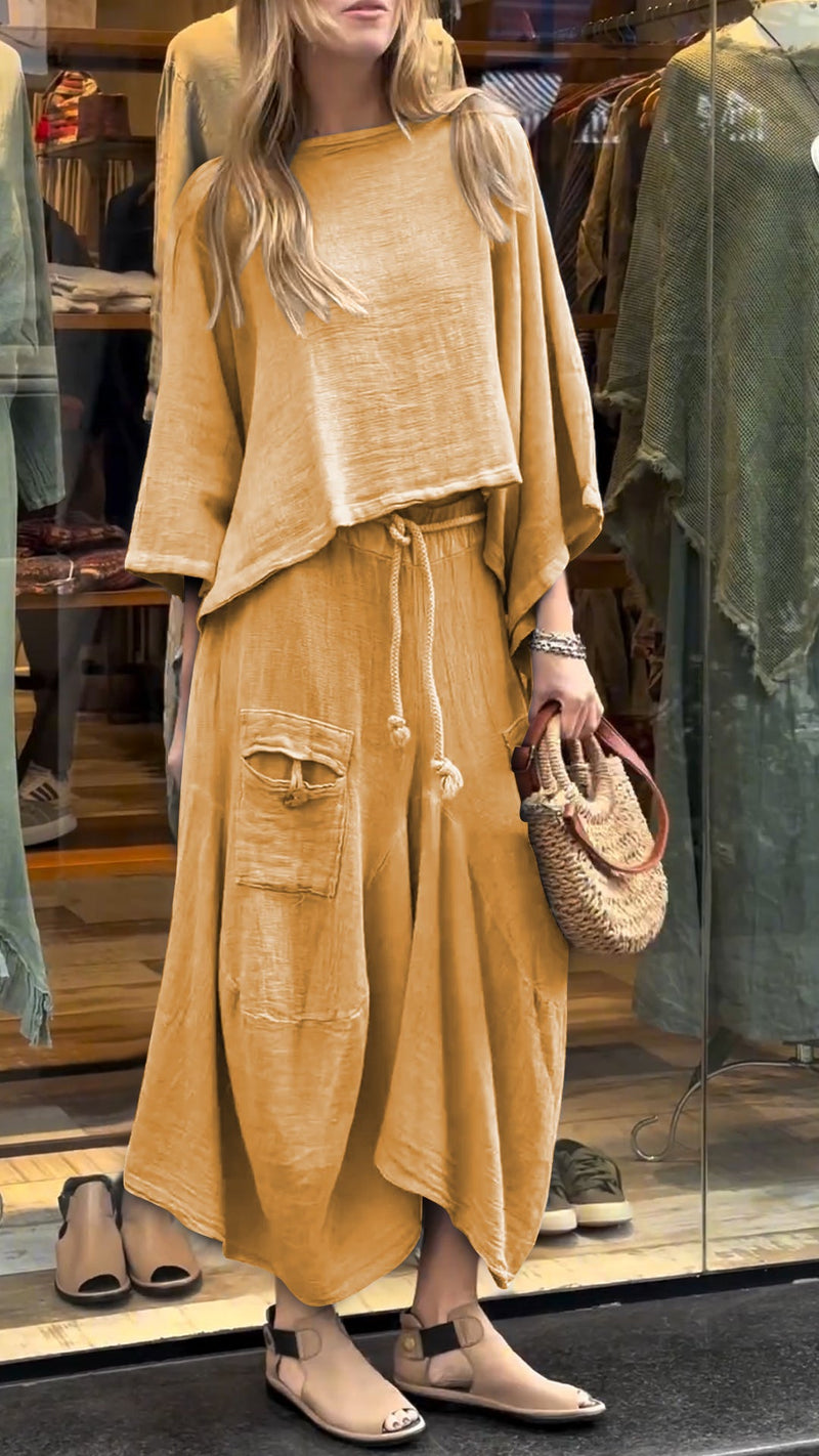 Damen Rundhals Freizeitkleid – Komfort und Stil aus Baumwolle und