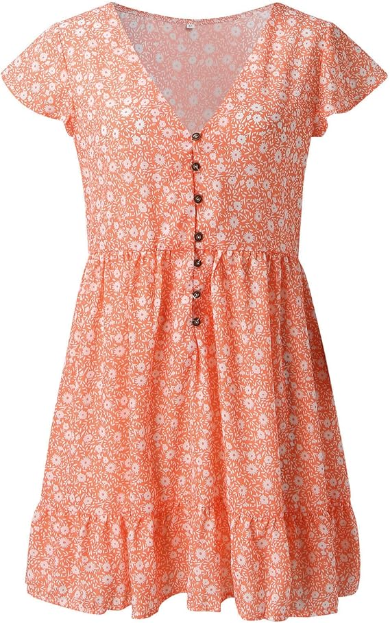 Schickes Heidi -Orange Mini Kleid für den Sommer