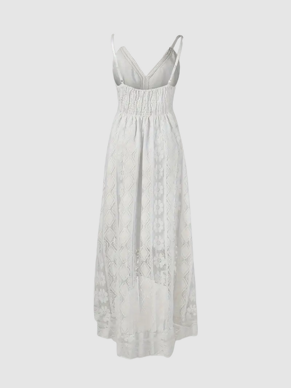 Elegantes Maxikleid mit V-Ausschnitt Spitze