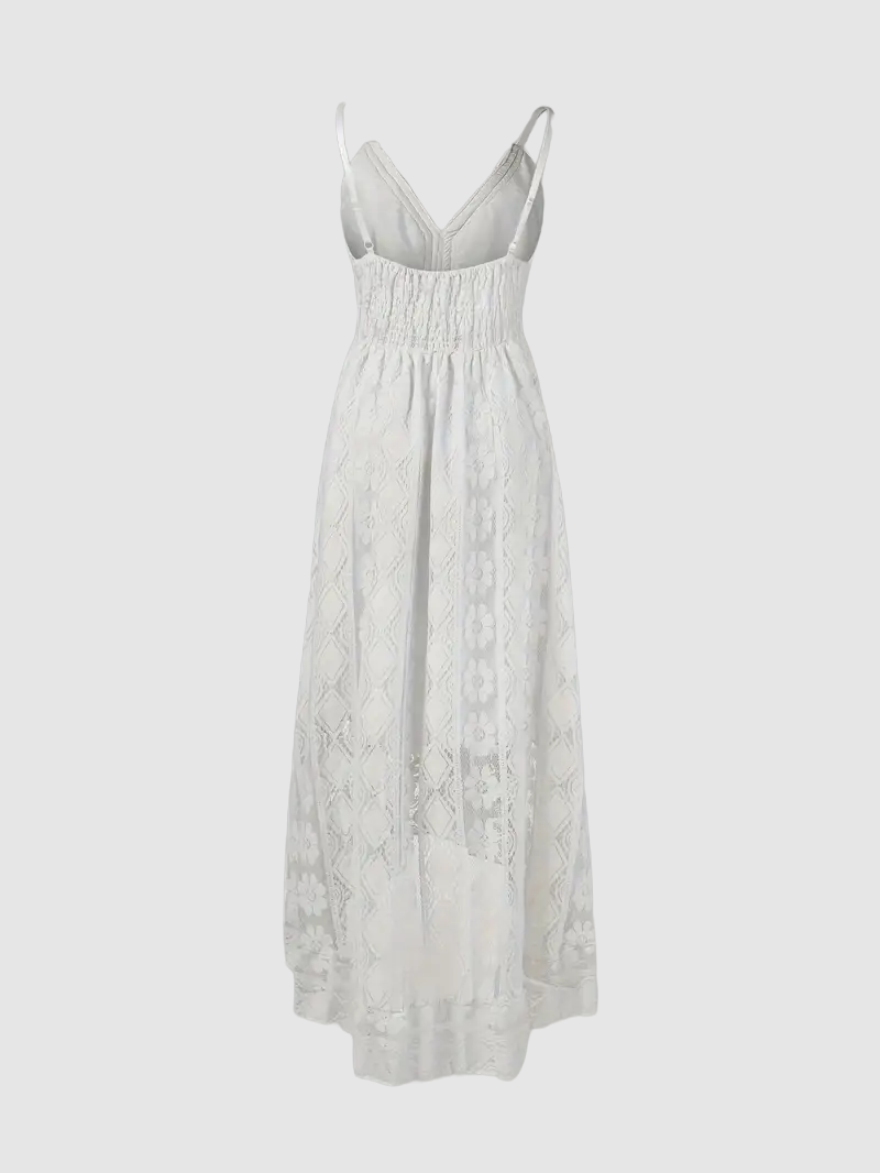 Elegantes Maxikleid mit V-Ausschnitt Spitze
