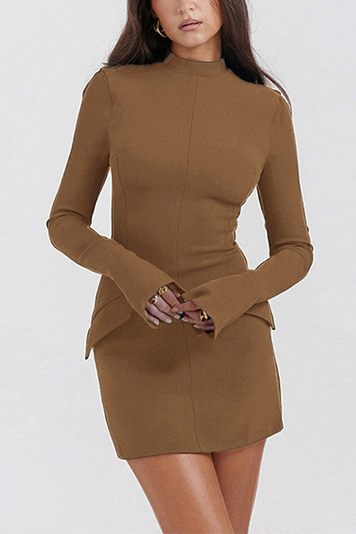 Elegantes Heidi -Rosiedress Mockneck Mini Kleid