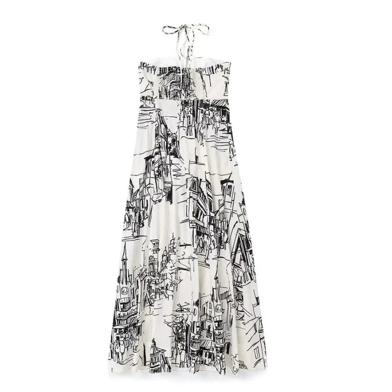 Elegantes Maxikleid mit schönem Stadtdruck