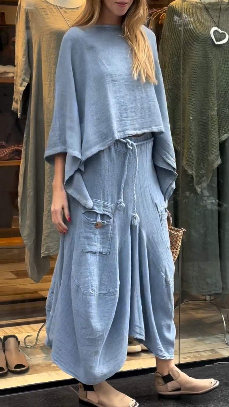 Damen Rundhals Freizeitkleid – Komfort und Stil aus Baumwolle und