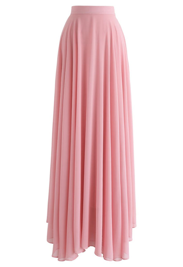 Gertrude - Zeitloser Lieblings-Chiffon-Maxirock in Rosa