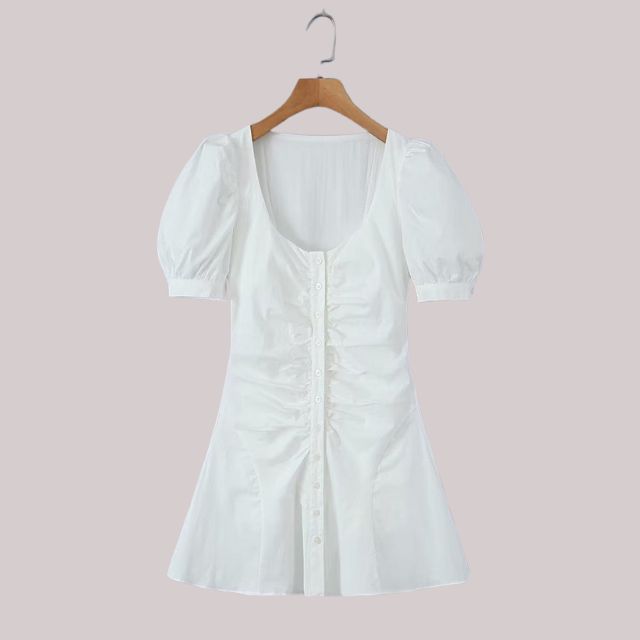 Elegantes Heidi -Baumwoll-Minikleid mit Knopfleiste
