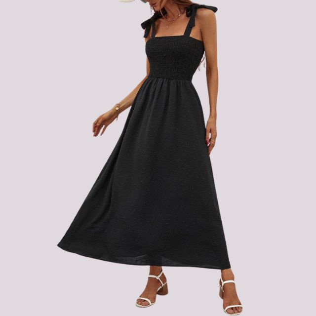 Elegantes Maxikleid mit Schleifen und gerafftem Oberteil