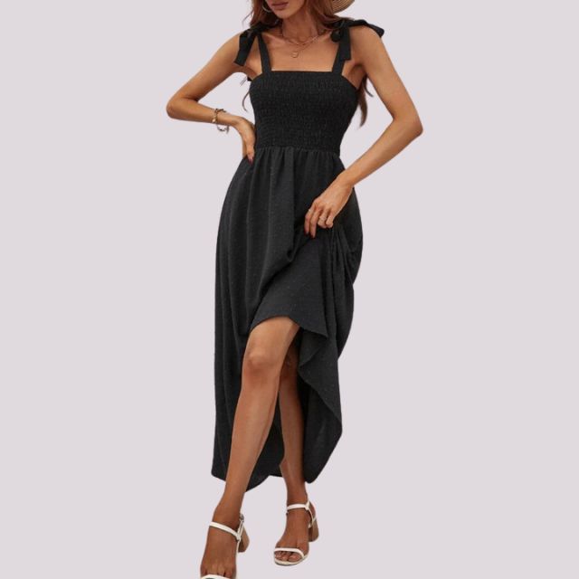 Elegantes Maxikleid mit Schleifen und gerafftem Oberteil