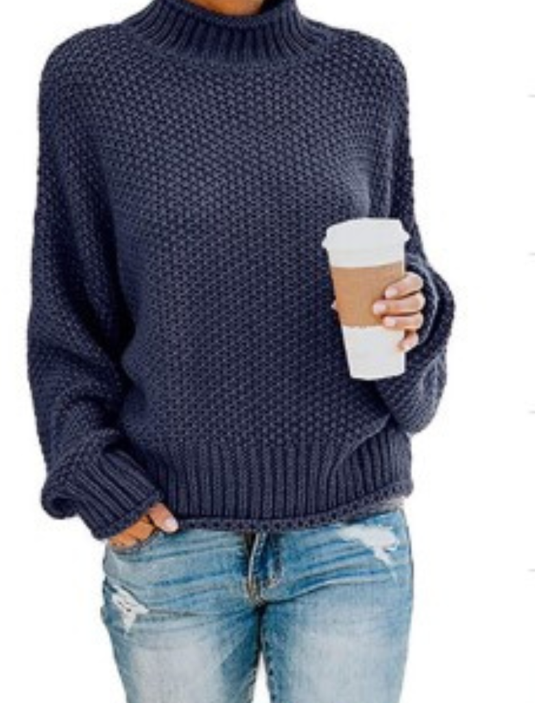 Anni - Unifarbener langärmeliger Pullover