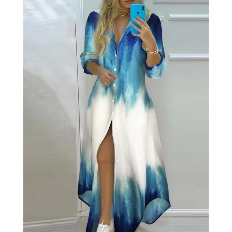 Leichtes - schmales, bequemes Hemdblusenkleid mit Papierdruck für dich