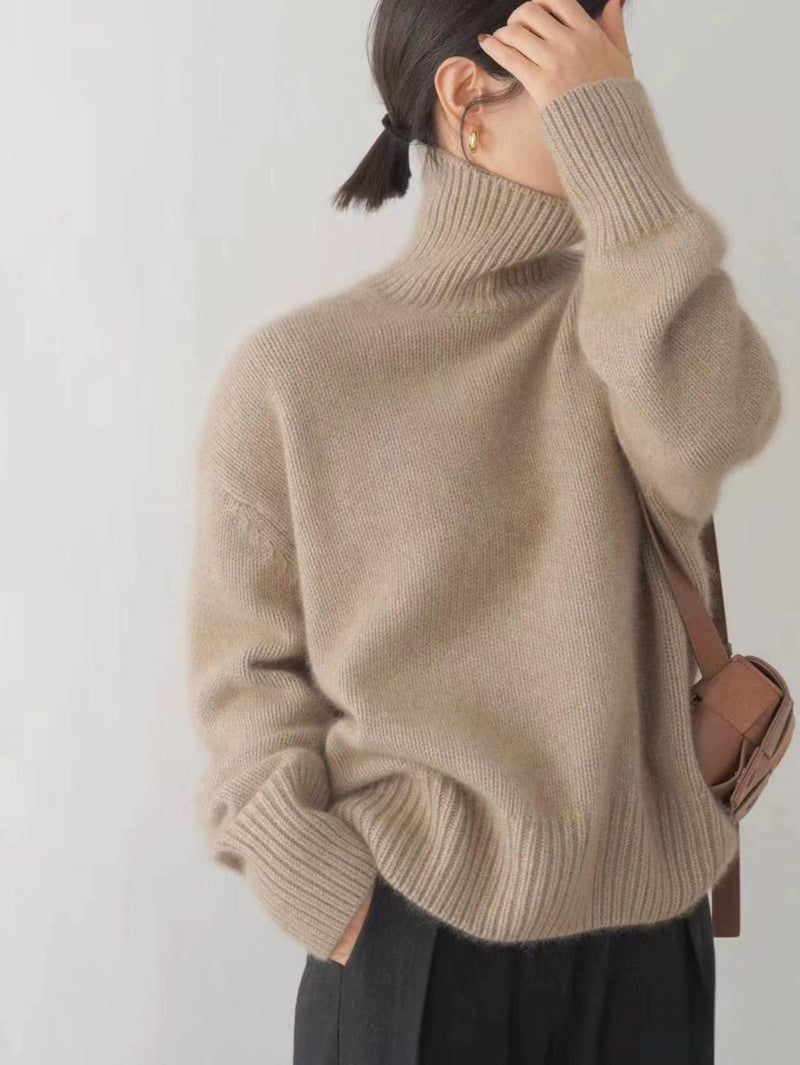 Tanya - Klassische und luxuriöse Wollpullover mit hohem Kragen