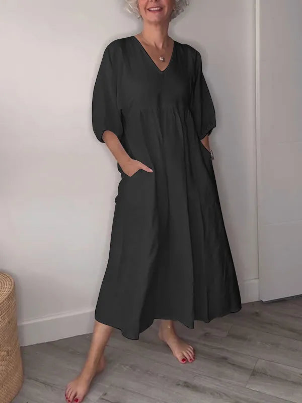 Kleid mit V-Ausschnitt aus Baumwolle und – bequem und stilvoll