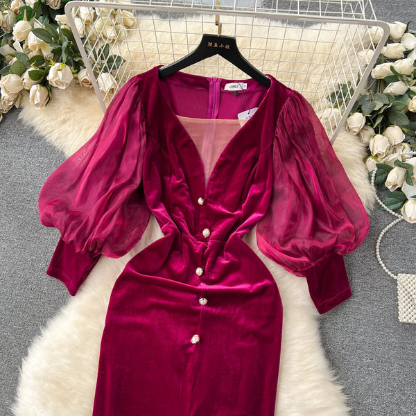 Elegantes Vintage-Gerichtskleid mit Laternenärmeln