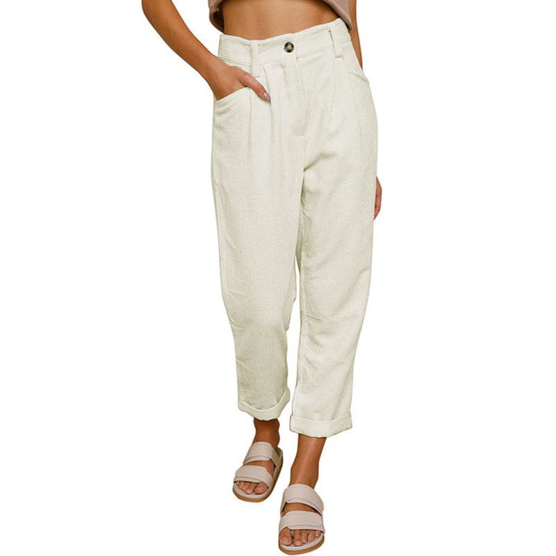 Stilvolle, hoch taillierte Damen-Cordhose