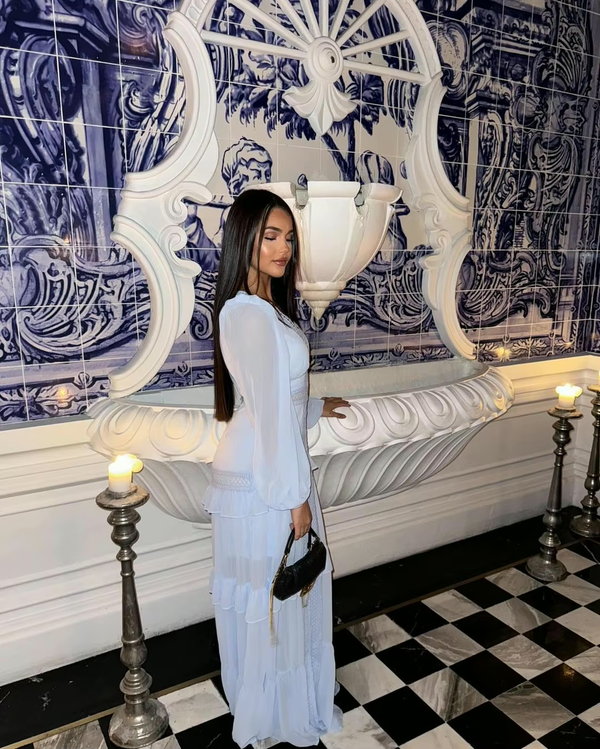 Elegantes Langarm-Maxi-Kleid für Damenmode