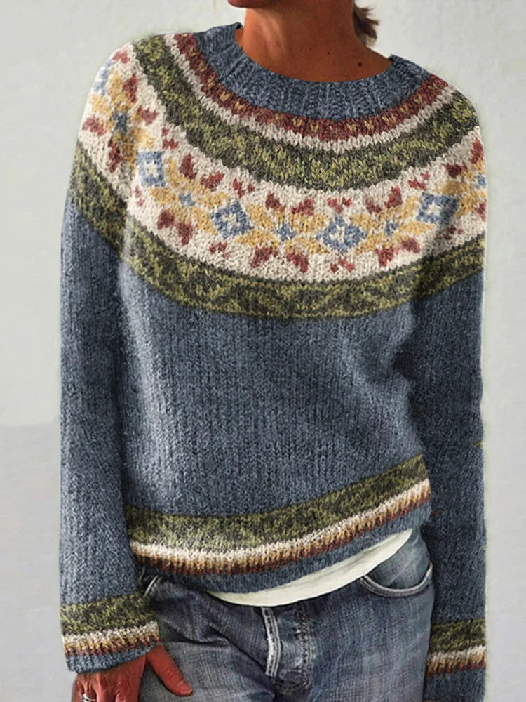 Melinda – Retro bunter Strickpullover