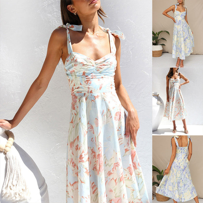 Elegantes Blumenmuster Midi-Kleid für Stilbewusste Frauen