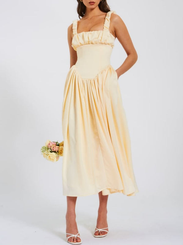 Elegantes Satin Korsett Maxikleid für besondere Anlässe