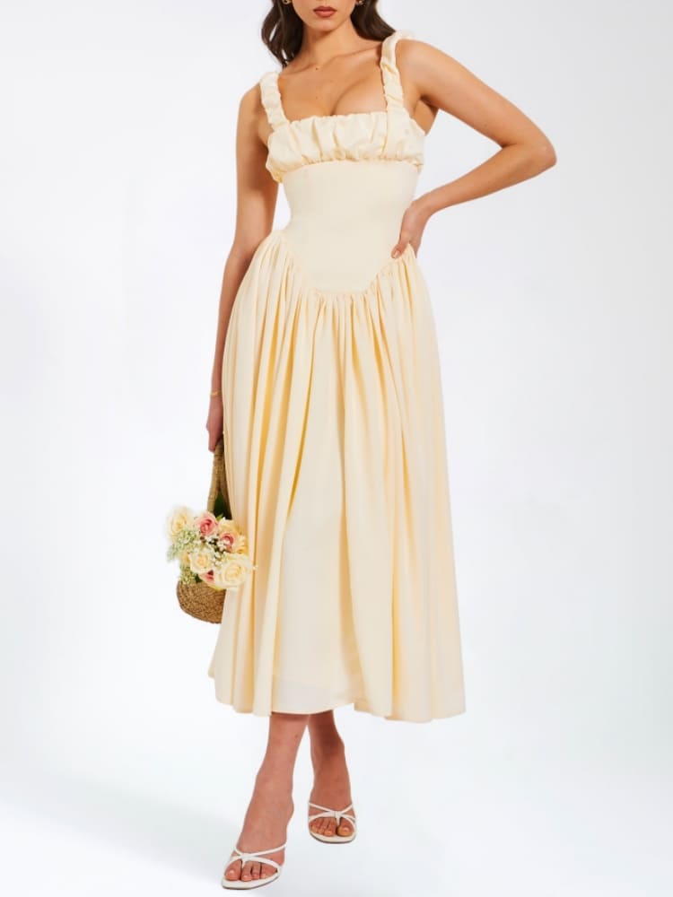 Elegantes Satin Korsett Maxikleid für besondere Anlässe