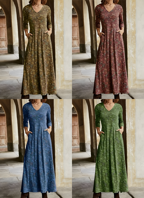 Elegantes Kleid Mit Schönem Vintage-Druck