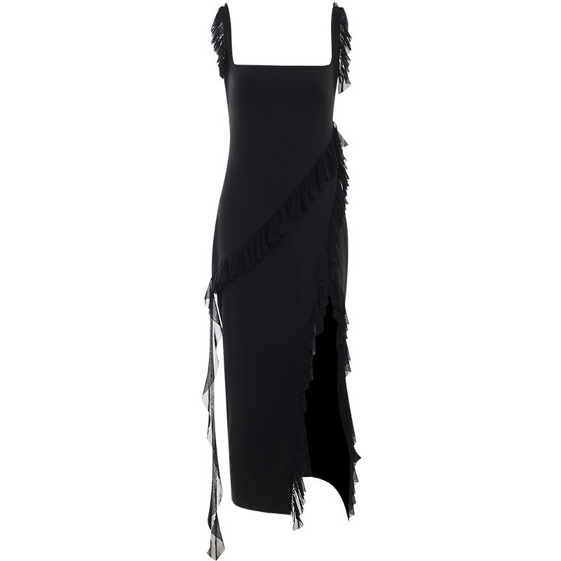Elegantes gerüscht Maxi-Kleid für sommerliche Anlässe