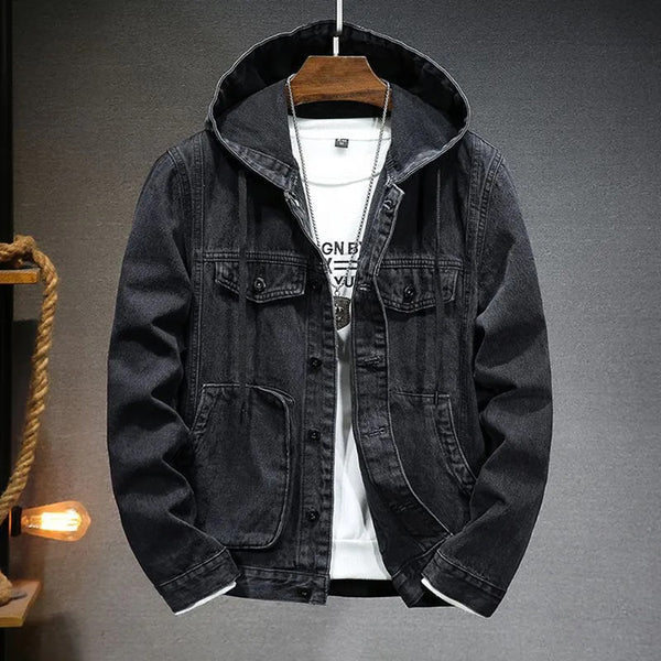 Bequeme Jeansjacke mit Kapuze für Männer