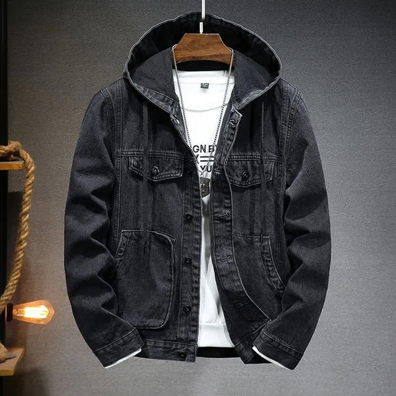 Bequeme Jeansjacke mit Kapuze für Männer