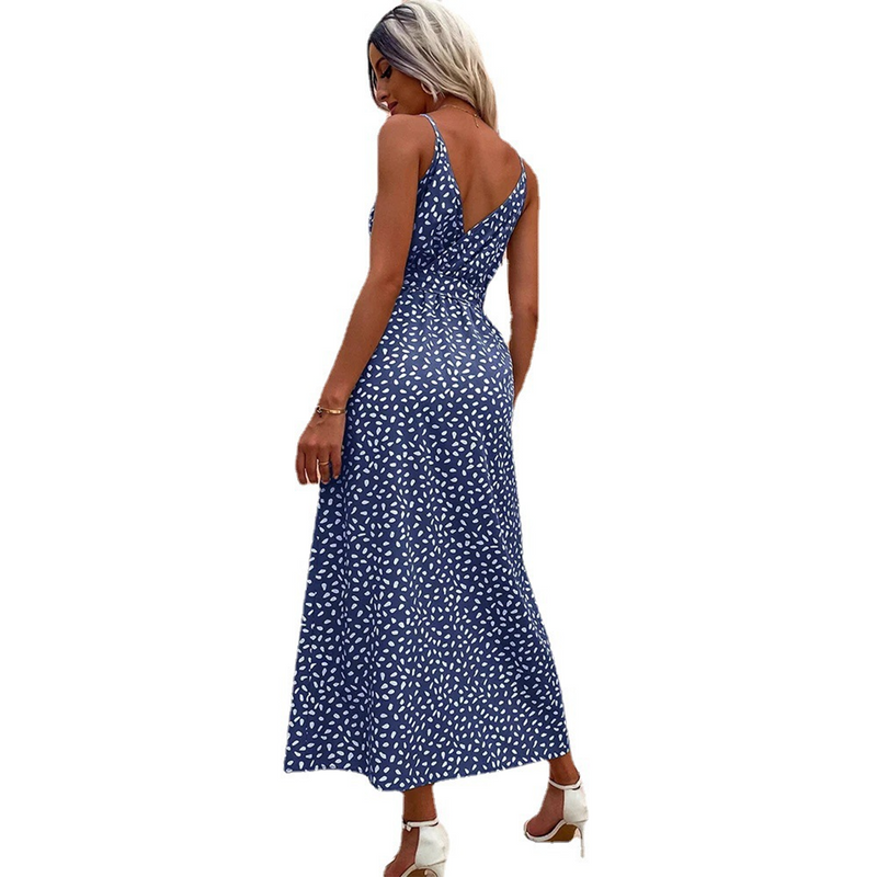 Elegante blumige Maxikleid mit V-Ausschnitt und Split