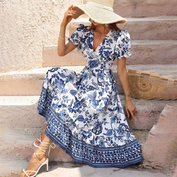 Elegantes Blumenmuster Kleid für stilvolle Anlässe