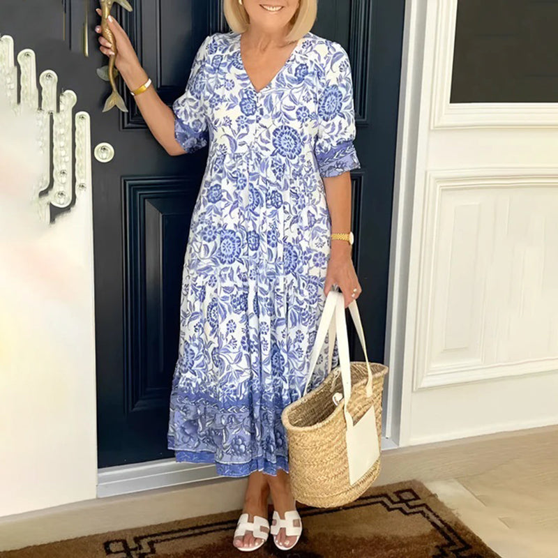 Elegantes V-Ausschnitt-Kleid für stilvolle Momente