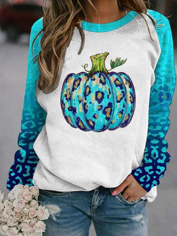 Bristol Langarm-Rundpullover mit Kürbis-Print im Panther-Print