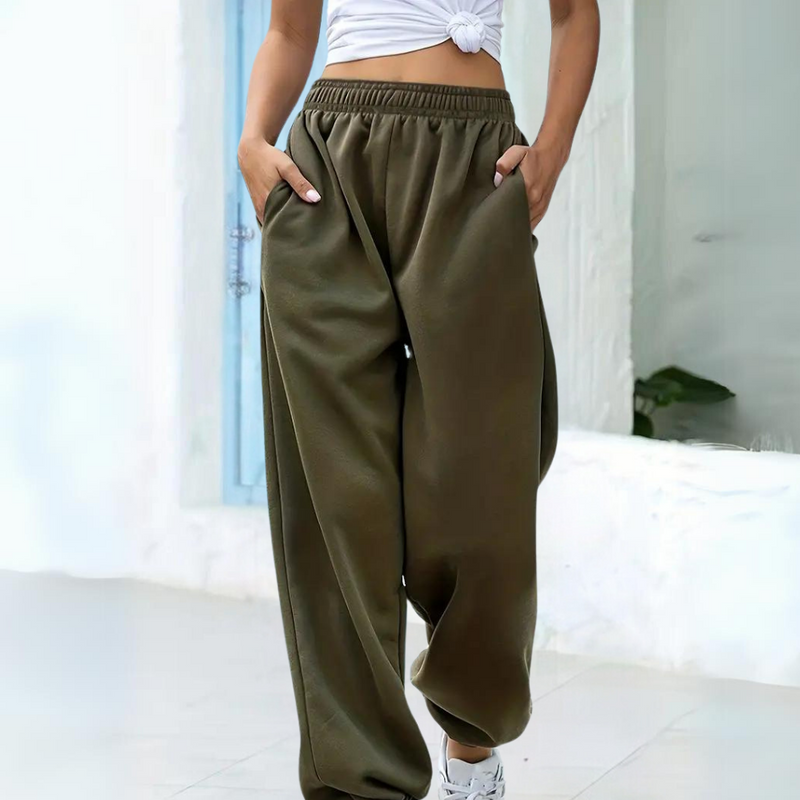 Damen Baggy Jogginghose mit hoher Taille