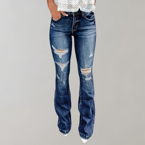 Elegante Ausgestellte Jeans für Damen mit Rissen