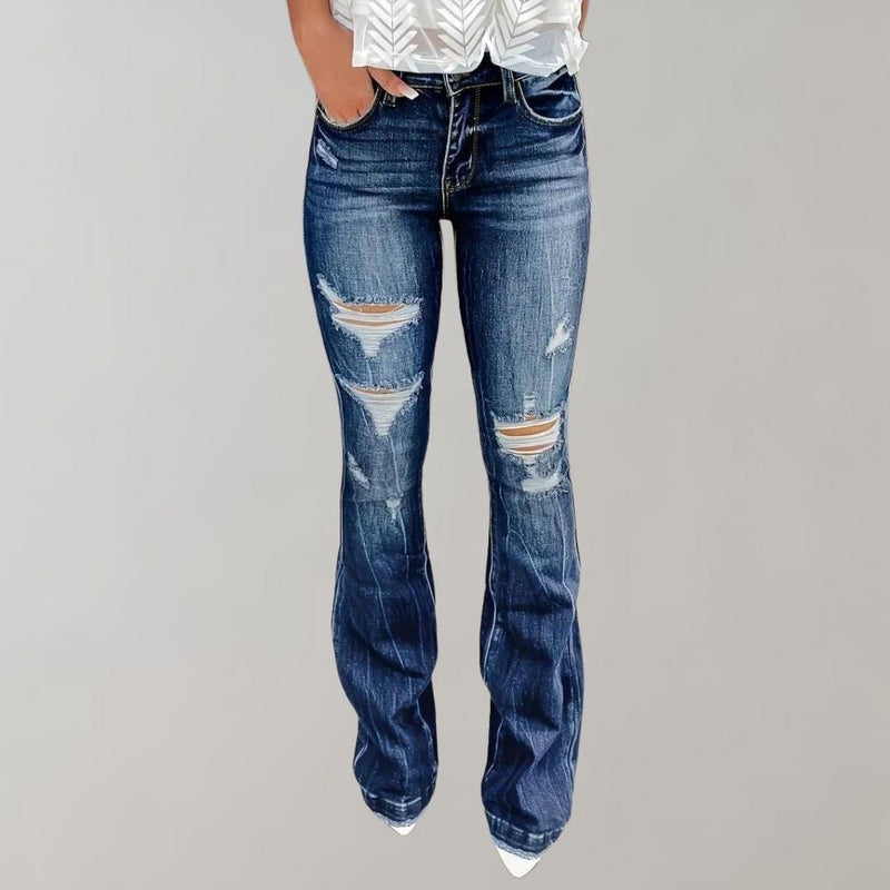 Elegante Ausgestellte Jeans für Damen mit Rissen
