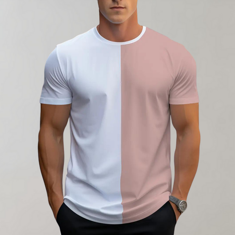 Lex - Lässiges Blockfarben T-Shirt für Herren