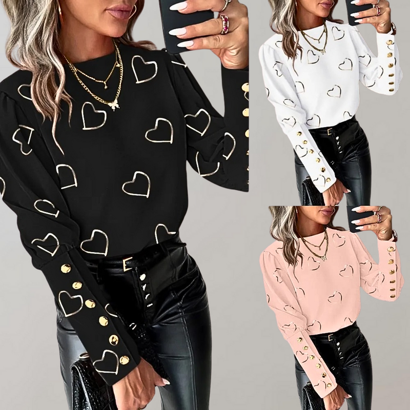 Luvianna - Stilvolle Damenbluse mit Herzdruck