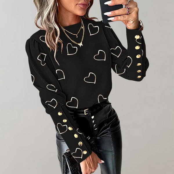 Luvianna - Stilvolle Damenbluse mit Herzdruck