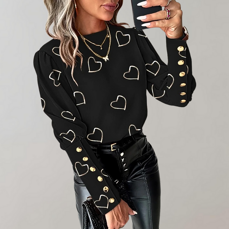 Luvianna - Stilvolle Damenbluse mit Herzdruck