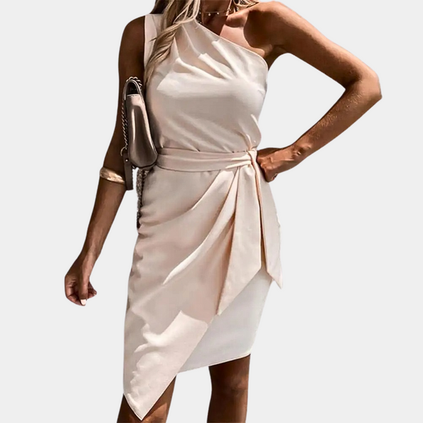 Zarra - Damenkleid mit einem Schulterträger und Taillenband