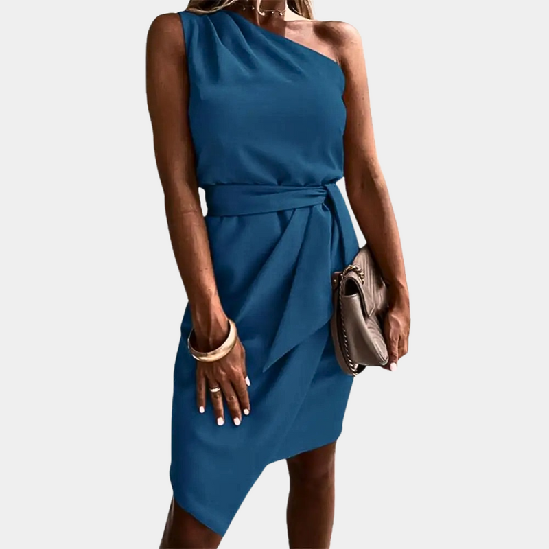 Zarra - Damenkleid mit einem Schulterträger und Taillenband