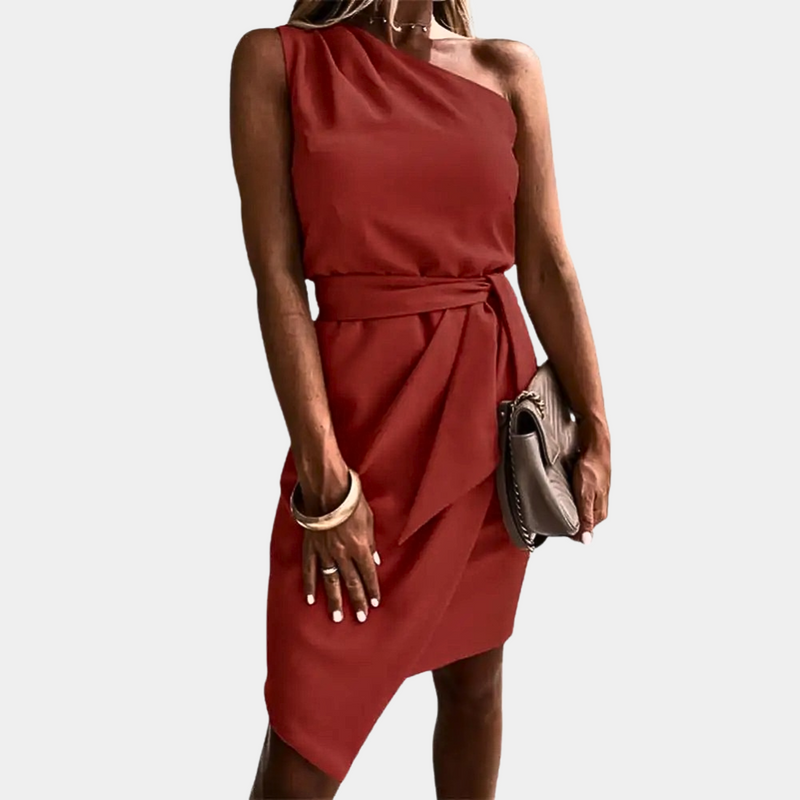 Zarra - Damenkleid mit einem Schulterträger und Taillenband