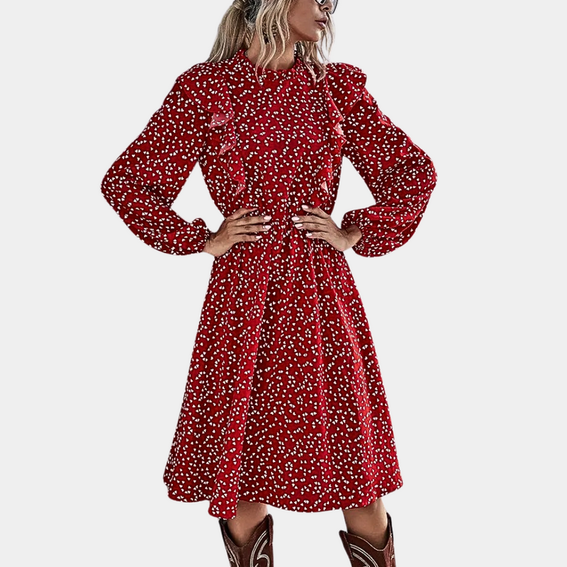 Stacy - Damenkleid mit vollem Arm und Rüschen